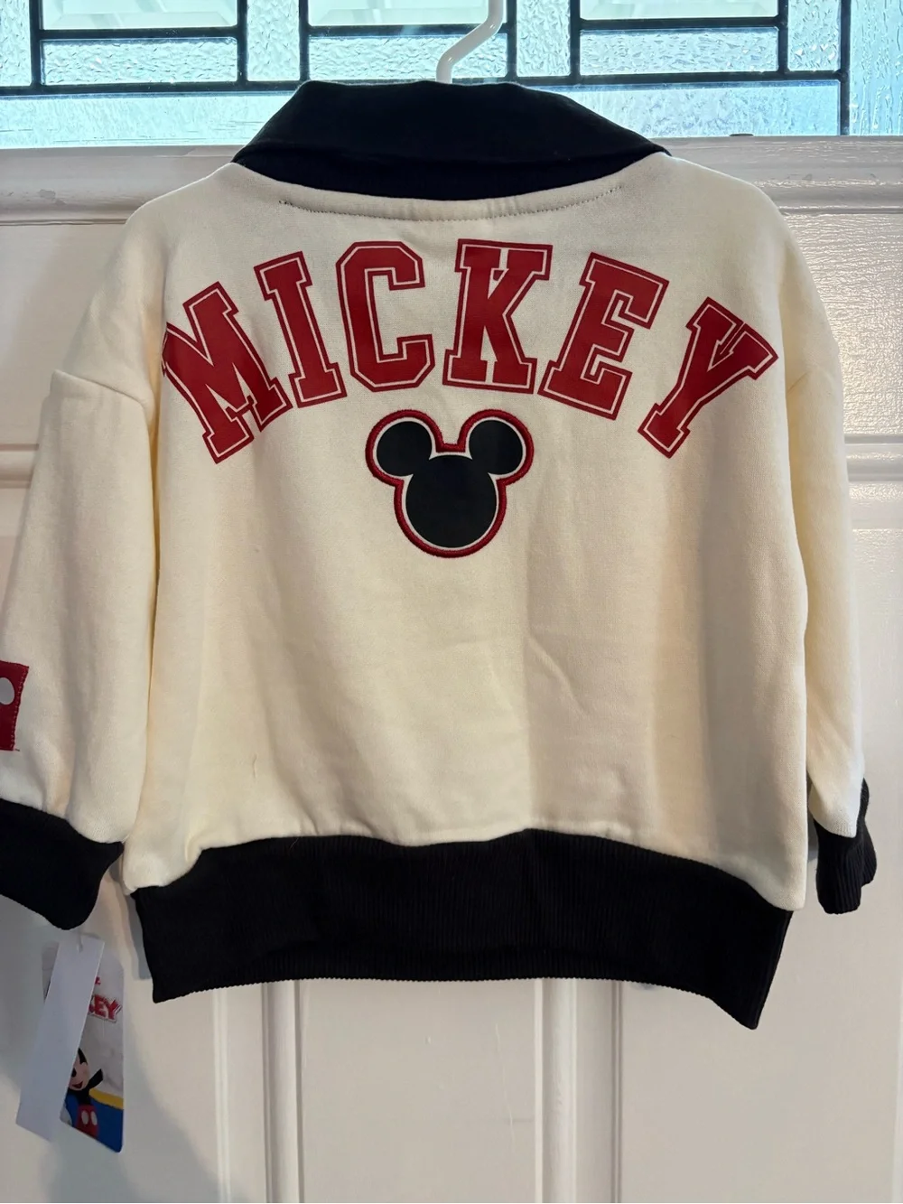 Disney Cream & Black Mickey Mouse '28' Polo long sleeve